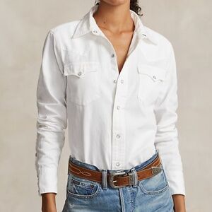 Polo Ralph Lauren Denim Cotton Twill Western Shirt M NWT